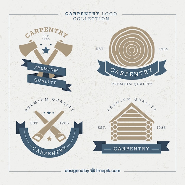 Vector beautiful badges for carpentry