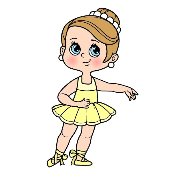 Beautiful ballerina girl in tutu color variation for coloring page isolated on a white background