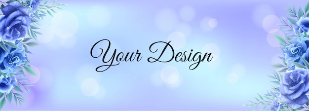 Beautiful banner blue roses template