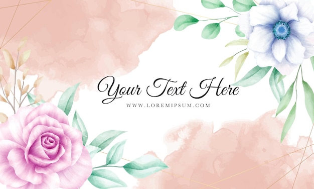 Beautiful banner watercolor floral and leaves template