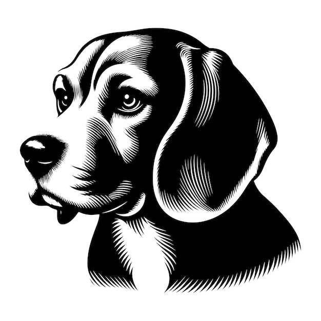 Vector beautiful beagle dog vector black color silhouette