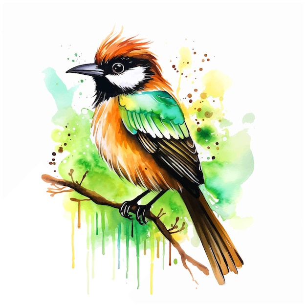 Beautiful bird watercolor paint