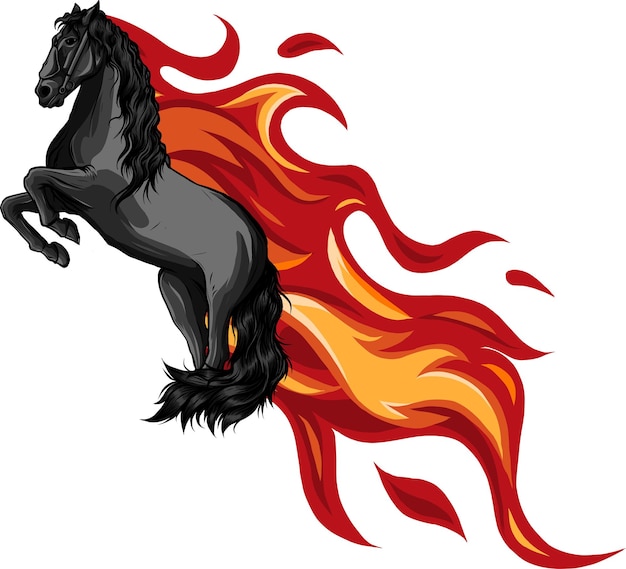 Vector beautiful black fiery horse vector