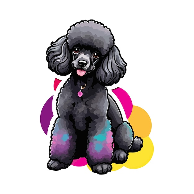 Vector beautiful black poodle dog clipart illustrations amp vector