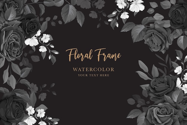 beautiful black roses background and frame design