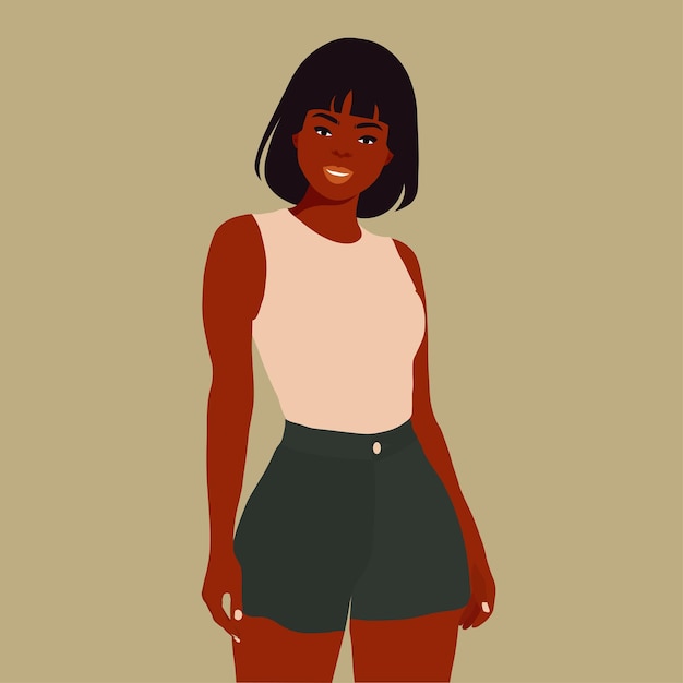 Vector beautiful black woman in elegant art style vector