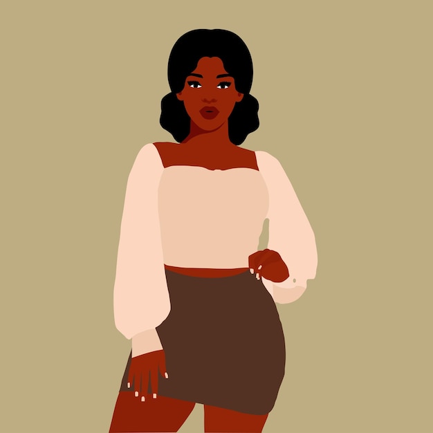 Beautiful black woman in elegant art style vector