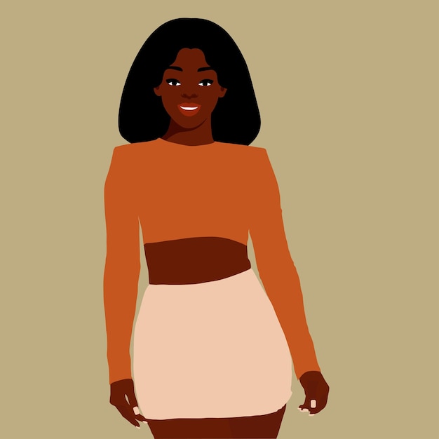 Beautiful black woman in elegant art style vector