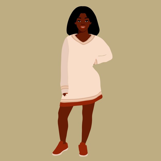 Beautiful black woman in elegant art style vector