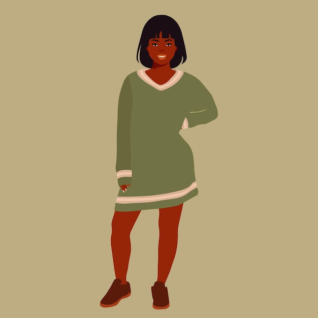 Beautiful black woman in elegant art style vector