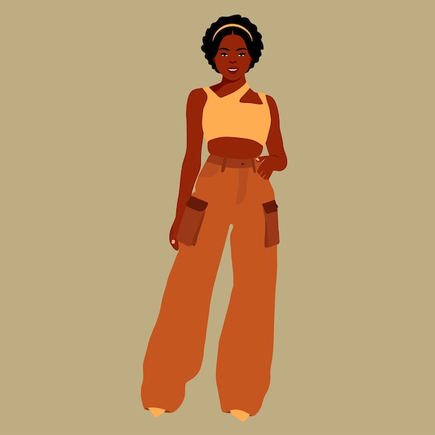 Beautiful black woman in elegant art style vector