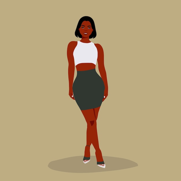 Beautiful black woman in elegant art style vector