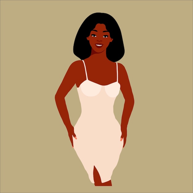 Beautiful black woman in elegant art style vector