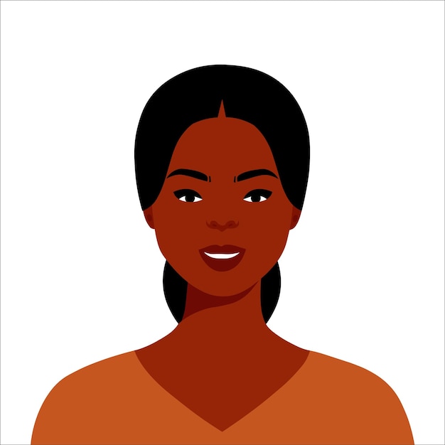 Beautiful black woman in elegant vector portrait