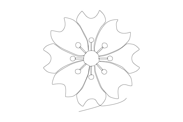 Beautiful blue gem flower line art