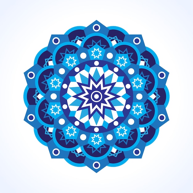 Beautiful blue mandala pattern on white color background