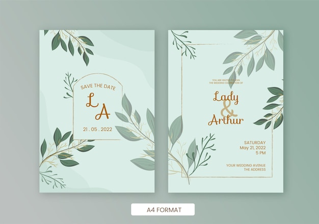 beautiful blue pastel floral wedding invitation template