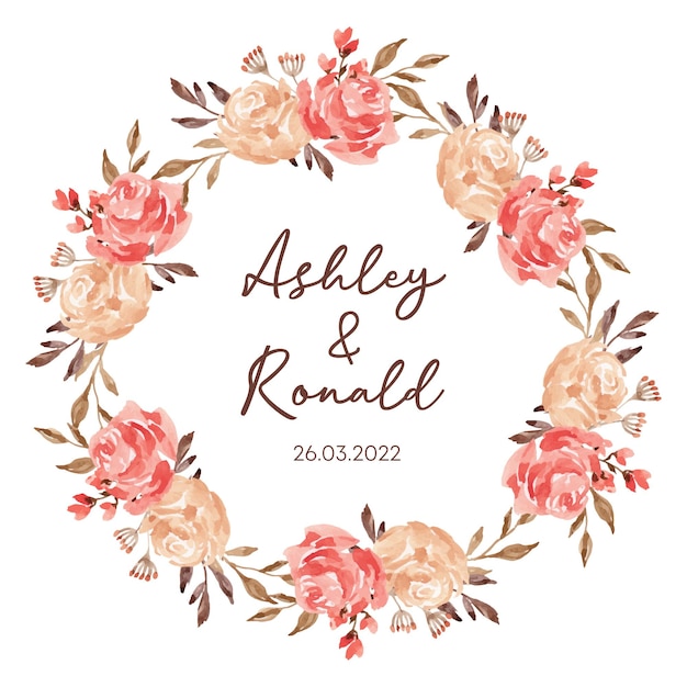 Beautiful blush pink floral watercolor wreath Premium Vector