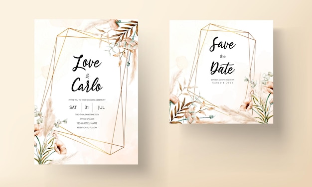 beautiful boho flower wedding invitation template