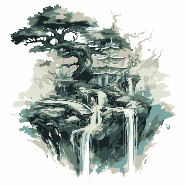 Vector beautiful bonsai illustration