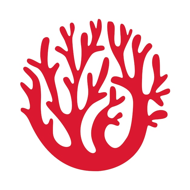 A beautiful branch of red algae on a white background Algae logo algae icon