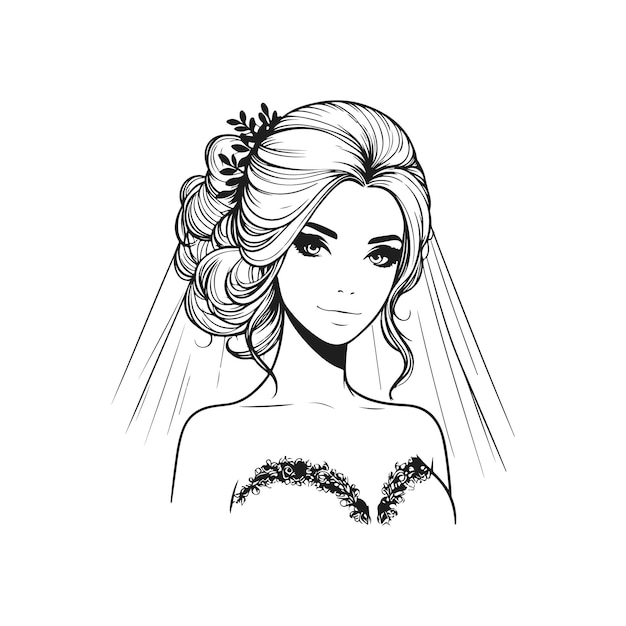 Beautiful bride girl wedding silhouette vector design