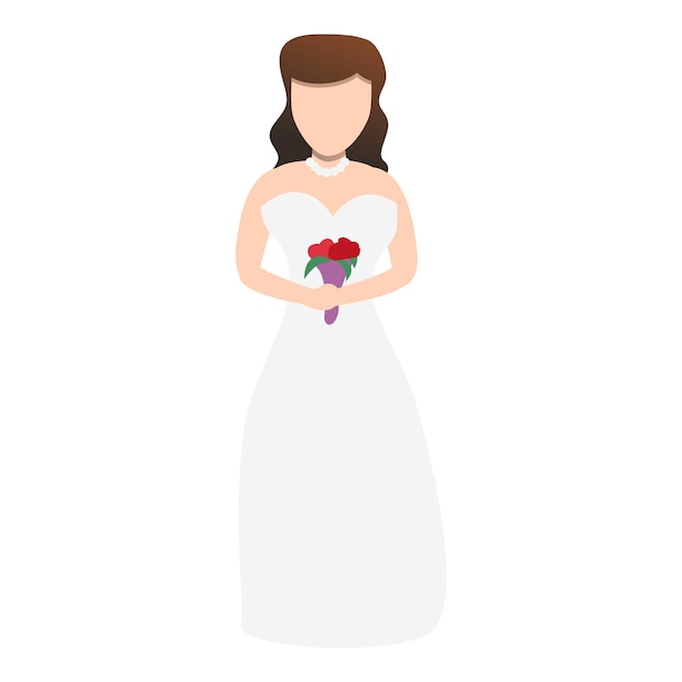 Beautiful bride icon Cartoon of beautiful bride vector icon for web design isolated on white background