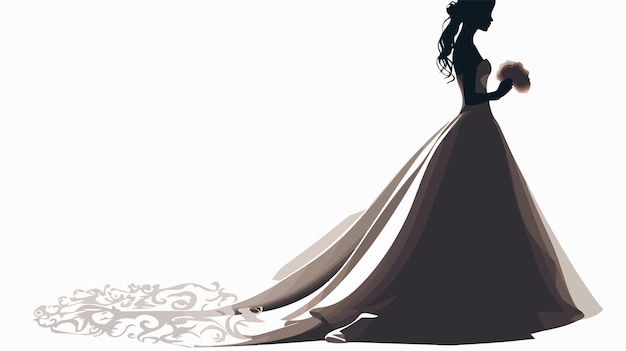 Beautiful Bride in Wedding Dress Silhouette