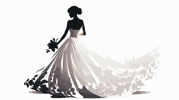 Beautiful Bride in Wedding Dress Silhouette