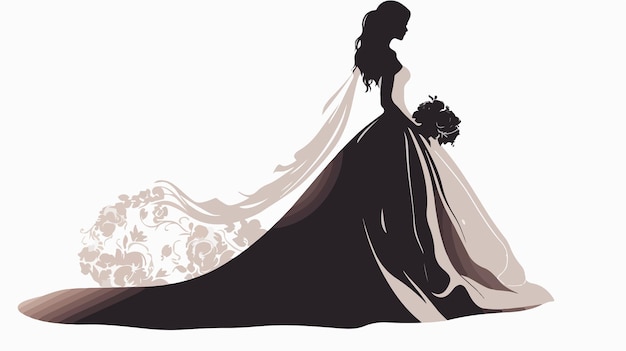 Beautiful Bride in Wedding Dress Silhouette