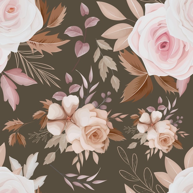 beautiful brown floral seamless pattern