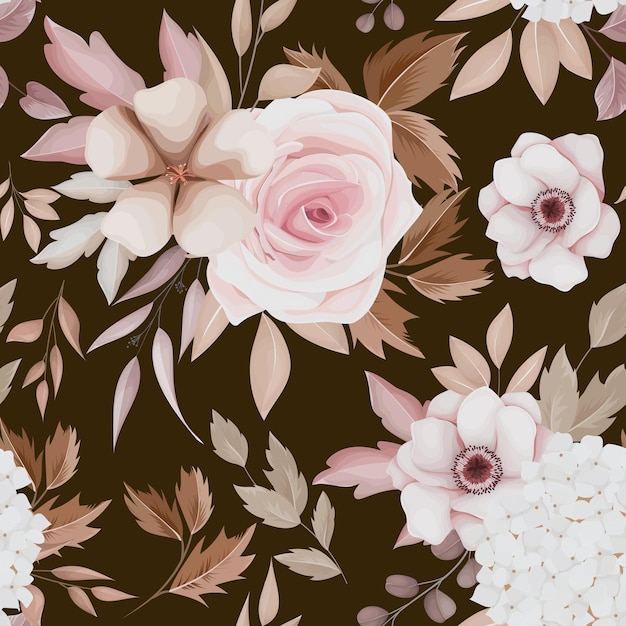 beautiful brown floral seamless pattern