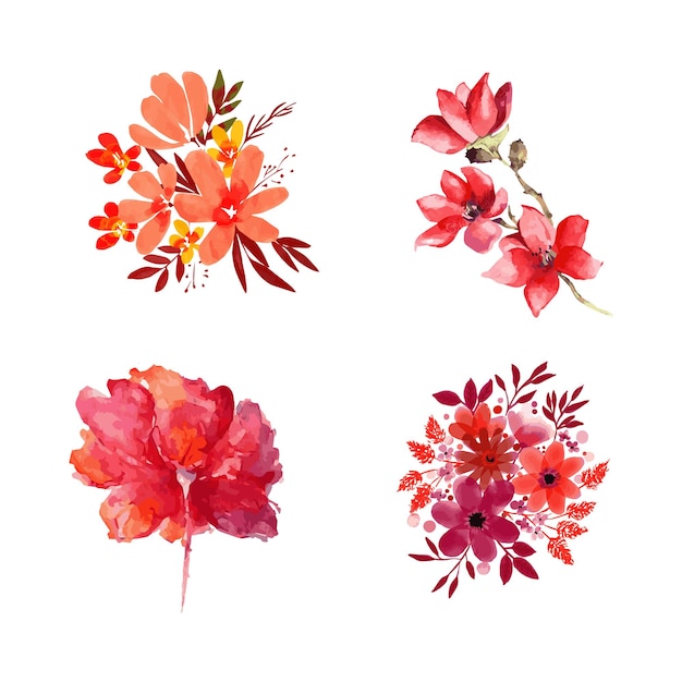 Beautiful bunch floral set vector illustration