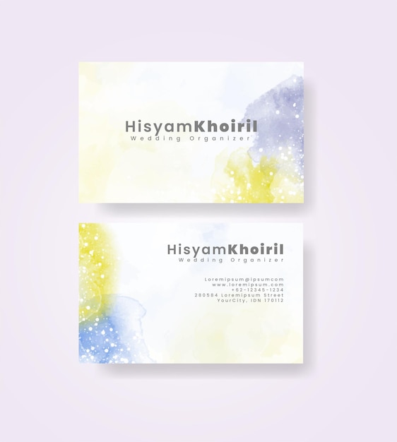 Beautiful business card template with watercolor