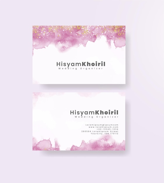 Beautiful business card template with watercolor