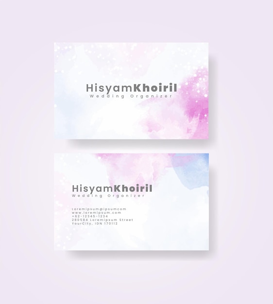 Beautiful business card template with watercolor