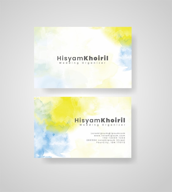 Beautiful business card template with watercolor