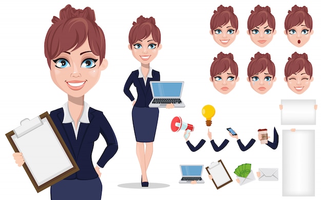 Beautiful business woman in office style clothes