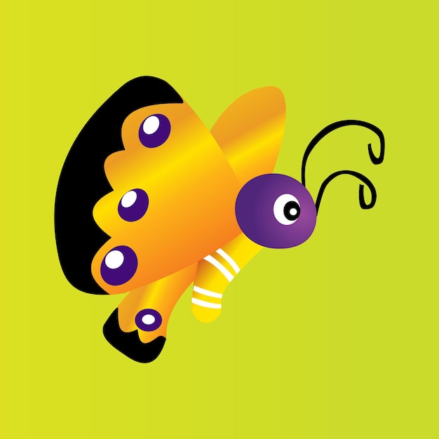 Beautiful butterfly vector illustration on a yellow background