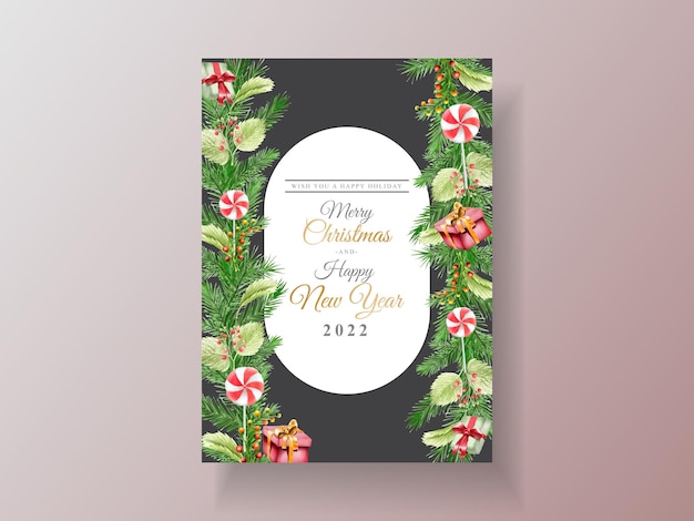 beautiful card template with floral and christmas ornament