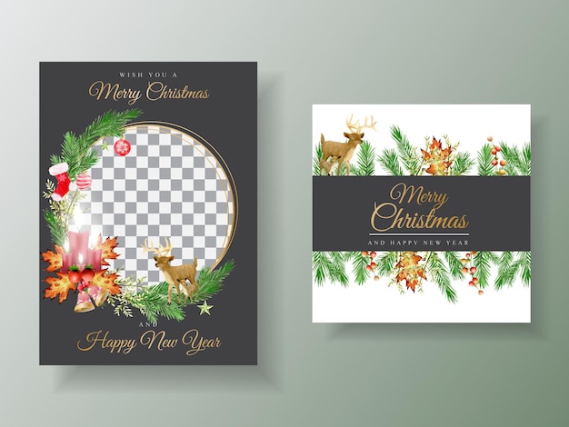 Beautiful card template with floral and christmas ornament