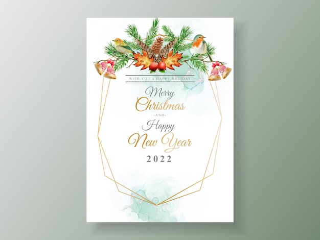 Beautiful card template with floral and christmas ornament