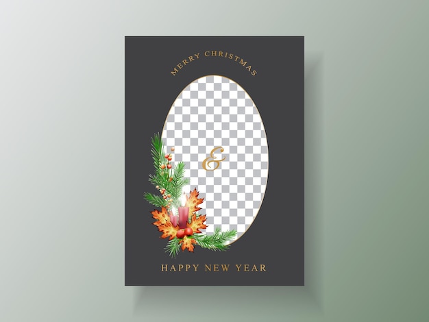 Beautiful card template with floral and christmas ornament