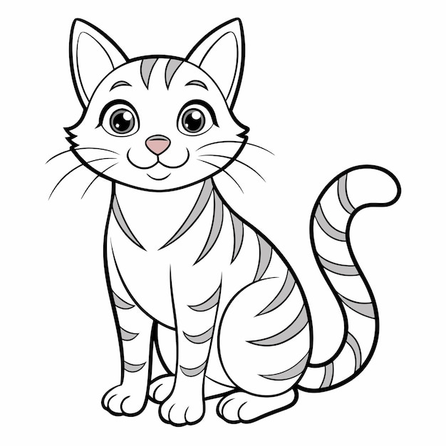 Vector beautiful cat coloring pages for children cat outline for kids