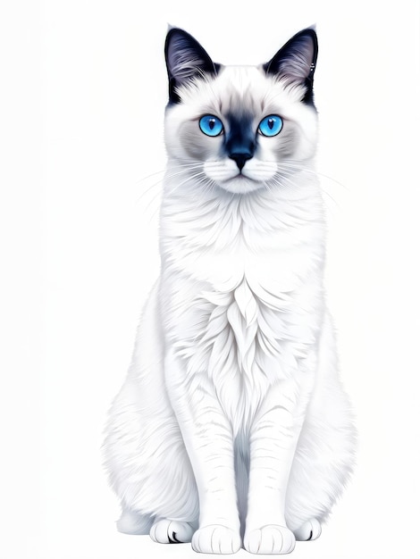 Vector beautiful cat on a white background with blue eyesbeautiful eyes