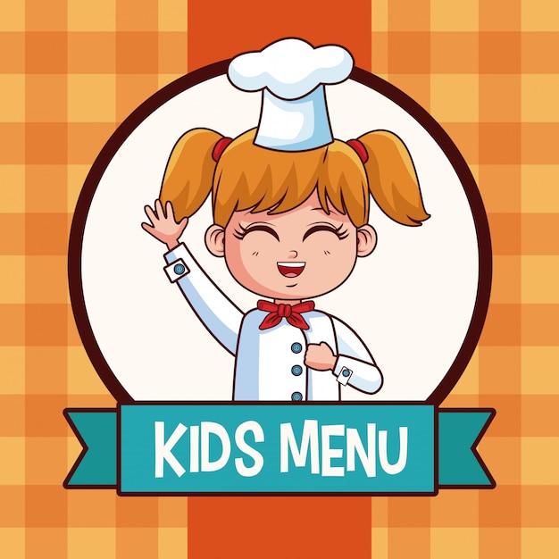 Beautiful chef girl kids menu 