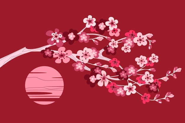 Beautiful Cherry Blosssom or Sakura Handdrawing Backgrounds