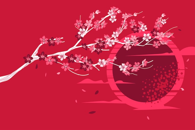 Beautiful Cherry Blosssom or Sakura Handdrawing Backgrounds