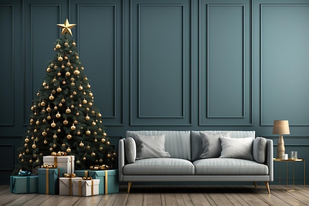 Beautiful Christmas interior 3D rendering