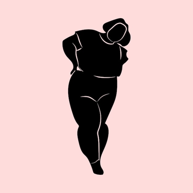 Beautiful Chubby Woman Silhouette Clipart Vector